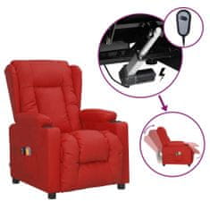 Vidaxl Zložljivi električni masažni stol rdeče umetno usnje