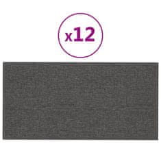 Vidaxl Stenski paneli 12 kosov temno sivi 30x15 cm blago 0,54 m²