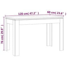 Vidaxl Jedilna miza rjavi hrast 120x60x76 cm konstruiran les