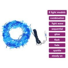 Vidaxl LED lučke s 150 LED diodami modre 15 m PVC