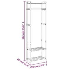 Vidaxl 3-nadstropno stojalo za oblačila srebrno 59x29x192 cm aluminij