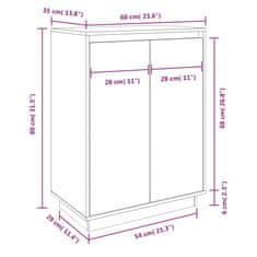 Vidaxl Omarica za čevlje medeno rjava 60x35x80 cm trdna borovina