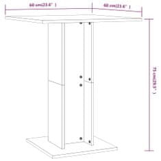 Vidaxl Bistro miza sonoma hrast 60x60x75 cm inženirski les