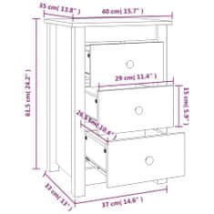 Vidaxl Nočna omarica 2 kosa črna 40x35x61,5 cm trdna borovina