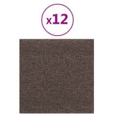 Vidaxl Stenski paneli 12 kosov taupe 30x30 cm blago 1,08 m²