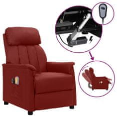 Vidaxl Električni masažni stol, nagibni, bordo, umetno usnje