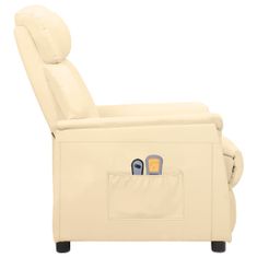 Vidaxl Električni masažni stol, nagibni, krem, umetno usnje