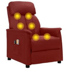 Vidaxl Električni masažni stol, nagibni, bordo, umetno usnje