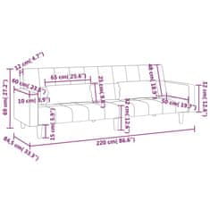 Vidaxl 2-sedežni kavč z 2 blazinama in podnožnikom, vijolična barva, tkanina