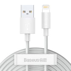 BASEUS Kabel USB do Lightning Simple Wisdom, 2.4A, 1.5m (bel) 2 kos