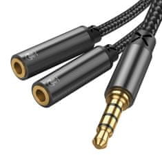 Joyroom slušalke splitter audio kabel aux 3,5 mm mini jack (moški) - 2x 3,5 mm mini jack (ženski) 0,2 m črn (sy-a04)