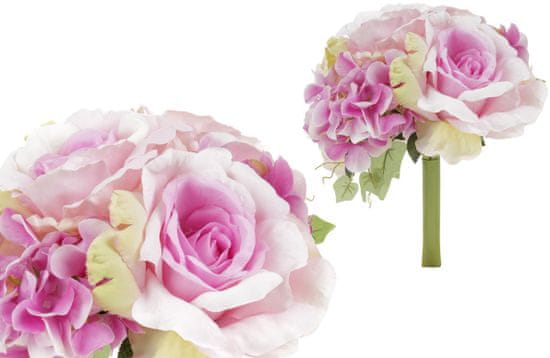 Autronic Hortenzija in vrtnice, Puget, barva lila. Umetna roža. KN5122-LILA