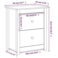 Vidaxl Nočna omarica 2 kosa 50x35x61,5 cm trdna borovina