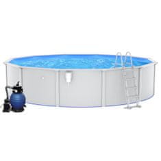 Vidaxl Črpalni bazen s peščenim filtrom in lestvijo, 550x120 cm