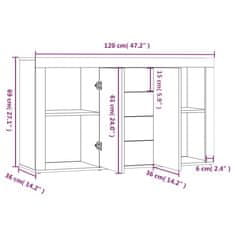 Vidaxl Komoda siva sonoma 120x36x69 cm konstruiran les