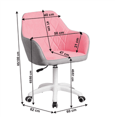 KONDELA Pisarniški stol, snov roza / siva/bela, BOŽIČEK