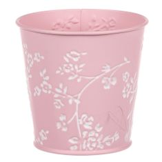 Autronic Kovinska embalaža v roza barvi z belimi vrtnicami. KK050-PINK