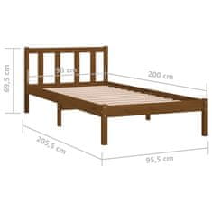 Greatstore Posteljni okvir medeno rjav iz trdne borovine 90x200 cm