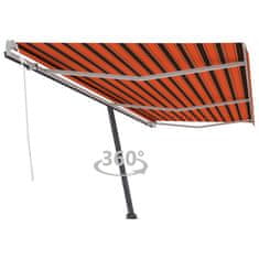 Vidaxl Prostostoječa ročno zložljiva tenda 600x300 cm oranžna/rjava