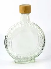 Steklena steklenica 350ml PEGGY prozorna z lesenim pokrovom