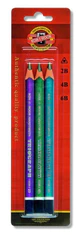 Koh-i-Noor svinčnik trikotni grafit debel 2B,4B,6B komplet 3 kosov kovinski