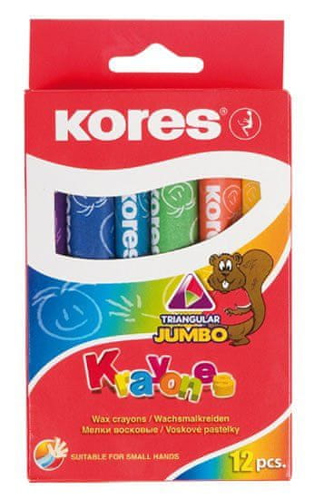 Kores KRAYONES - voščene barvice trikotne JUMBO 12 barv