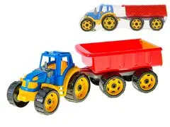 Traktor z zložljivo prikolico 54 cm modra/rdeča