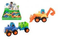 Teddies Traktor z dvigalom/Buldozer 16cm plastika za najmlajše na vztrajniku 18m+