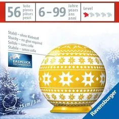 Ravensburger 3D Puzzleball božični okrasek rumene barve z norveškim vzorcem 56 kosov