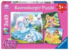 Ravensburger Puzzle Disneyjeve princese in njihove živali 3x49 kosov