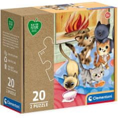 Clementoni Igraj se za prihodnost Puzzle Kittens 2x20 kosov