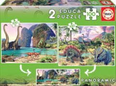 Educa Puzzle Panorama Svet dinozavrov 2x100 kosov