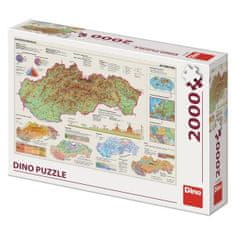 Dino Toys Puzzle Zemljevid Slovaške 97x69cm 2000 kosov