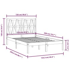 Vidaxl Posteljni okvir iz trdne borovine 120x200 cm