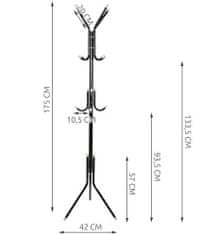 Malatec Kovinski obešalnik za plašče in klobuke 170cm črn