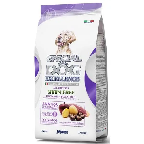 Monge SPECIAL DOG EXCELLENCE ALL BREEDS GRAIN FREE suha hrana za pse raca s krompirjem 2,5 kg