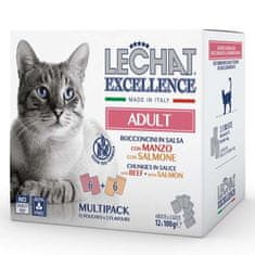 Monge LECHAT EXCELLENCE ADULT govedina/losos multi pakiranje 12x100g vrečka