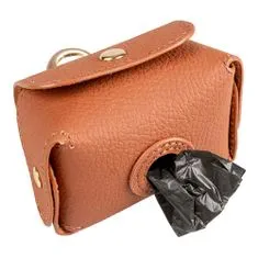 Duvo+ Usnjen držalo za vrečke za zbiranje iztrebkov s 15 vrečkami - rjava 6,5x8,5x9cm