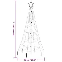 Vidaxl Božično drevo s konico hladno belo 200 LED 180 cm
