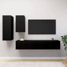 Vidaxl Komplet TV omaric 4-delni črna iverna plošča