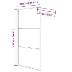 Vidaxl Pregrada za tuš črna 100x195 cm motno ESG steklo