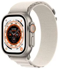 Apple Ultra Cellular pametna ura, 49 mm, ohišje Titanium, pašček Starlight Alpine Loop Small (MQFQ3BS/A)