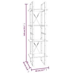 Vidaxl Knjižna omara 4-nadstropna rjav hrast 40x30x140 cm konstr. les