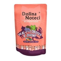 DOLINA NOTECI SUPERFOOD 85g teletina z jastogom in kozicami za mačke 80% meso