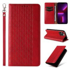 slomart etui z magnetnim paščkom za iphone 12 pro max pouch wallet + mini obesek za vrvico, rdeč