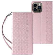 slomart etui z magnetnim trakom za iphone 14 pro max flip wallet mini stojalo za vrvico roza