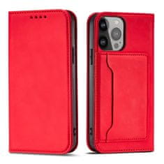 slomart magnet card case etui za iphone 14 pro max preklopno stojalo za denarnico, rdeče