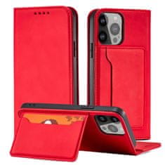 slomart magnet card case etui za iphone 14 pro max preklopno stojalo za denarnico, rdeče