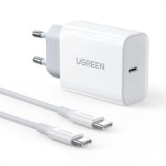 Ugreen  usb type c pd 30w stenski polnilnik z usb type c kablom 2m bel (cd127)