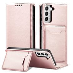 slomart magnet card case za samsung galaxy s22 + (s22 plus) pouch wallet card holder roza